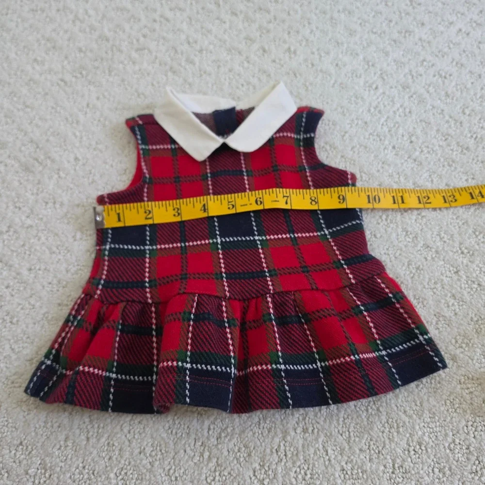 Janie and Jack Red Tartan Plaid Peter Pan Collar Holiday Dress size 12-18 Months